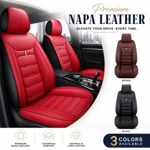 Luxury Universal Nappa Leather Seat Covers - Full Coverage Waterproof Cushion Set, All-Season Car Interior Accessories for SUVs, Trucks, Cars