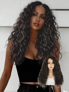 16 Inch Synthetic High Temperature Fiber Curly Hair Wigs Water Wave Extension Hair Wig for Women, Fashionable Daily Wear Hair Accessory