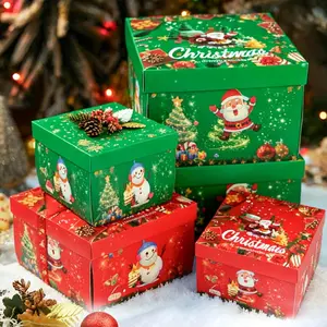 5-layer Christmas surprise explosion gift box with ribbons, multiple bags of snacks, candies, and chocolates for storage, perfect for birthdays, holidays, and vacations