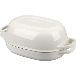 Enameled Cast Iron Oval Dutch Oven Pot with Lid, Dutch Oven for Sourdough Bread Baking, Oval Bread Pan, Bread Oven, Bread Dutch Oven, 7qt, White