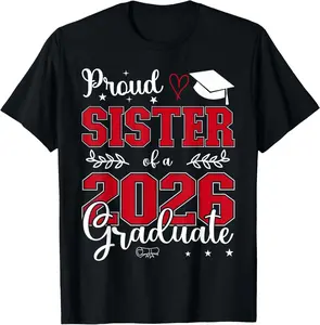 100% Cotton Proud Sister of a class of 2026 graduate for graduation Vintage T-Shirt