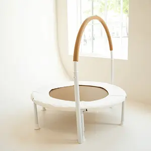 Square House Kids Mini Trampoline (Sand) with Handle Bar, Mini Ultra Safe No-Gap, Springless Design, Aesthetic for Indoor and Outdoor Use