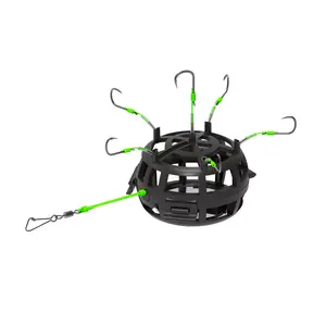 Upward Bait Cage Fishing Rig 6-Hook Auto Flip Feeder, Works with Pellet Block Powder Bait, Anti-Snag Tangle-Free, Catfish Carp Tilapia Grass Carp, Bottom Fishing, Fast Fish, 360° Strike, Beginner Friendly, Boost Catch Rate, Big Fish Rig, Outdoor Fishing