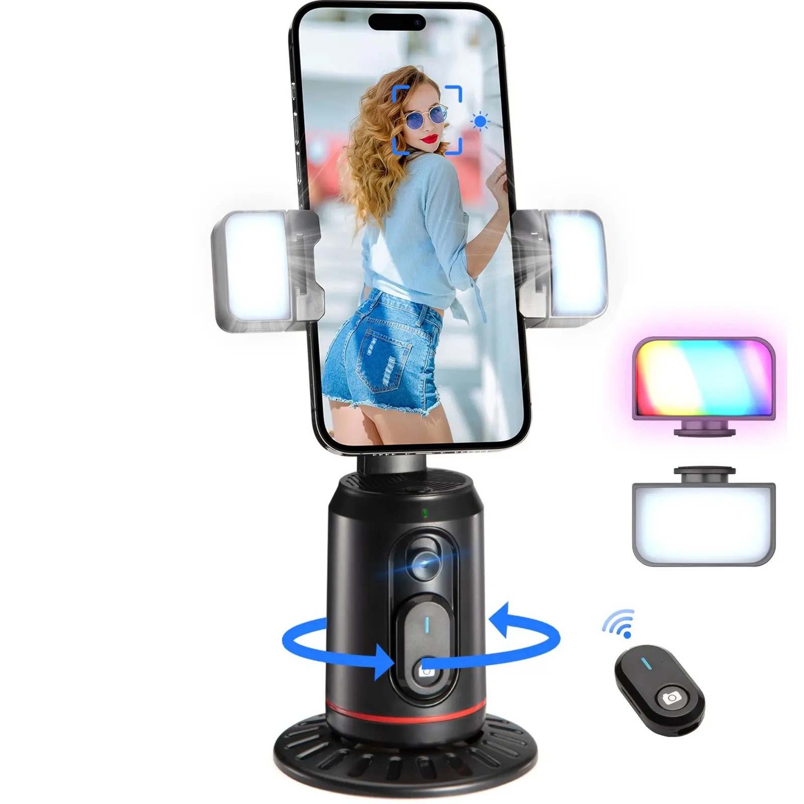 Auto Face Tracking Tripod for Phone,No App Required, 360° Rotation Stand Holder for Video Recording for Influencer Content Creator Vlogging Kit AI Phone Gimbal Stabilizer