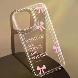 Clear Phone Case with Bowknot Decor, Anti-drop Cellphone Protective Case, Total Protective Shockproof Mobile Phone Cover for iPhone
