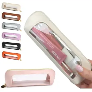 Portable Makeup Brush & Cosmetic Bag, Handheld Travel Pouch, Multi-Functional Zipper Organizer for Cosmetics & Stationery, Trendy Essential for Women & Girls