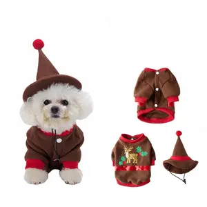 Elk themed pet birthday gifts: A festive and beautiful birthday dress with a gift box, suitable for small cats and dogs Winter Costume