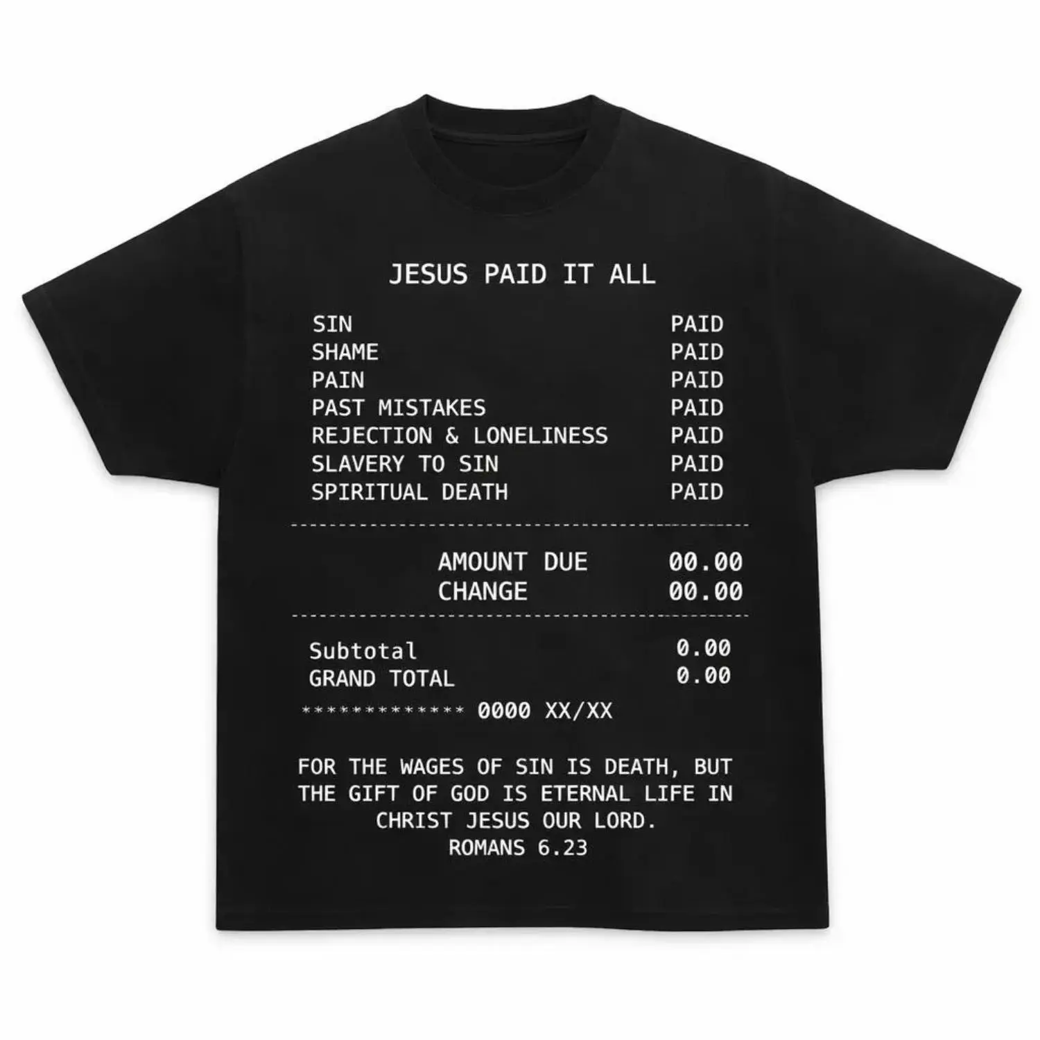 Women's Jesus Paid It All Short-Sleeve Round Neck Graphic Print T-Shirt - Distressed Lettering Cotton Crewneck, Athletic Casual Streetwear Clothes Top