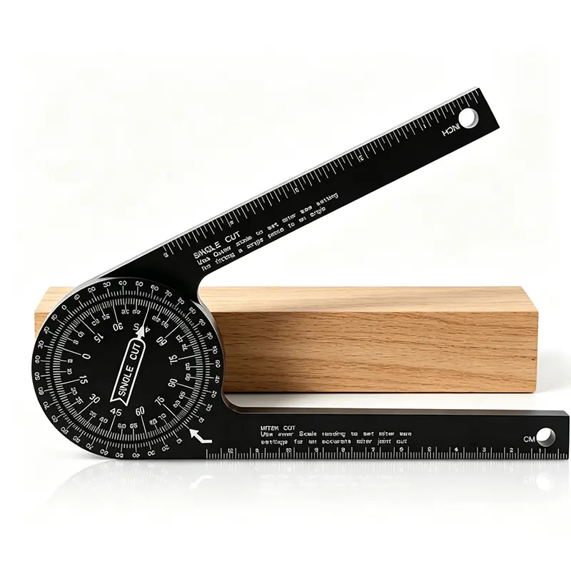 Aluminum Miter Saw Protractor, 360° Precision Angle Finder Ruler with Laser-Engraved Scales, Heavy-Duty Woodworking Tool for Carpenters, Miter Cutting, Trim Work (Home Supplies)