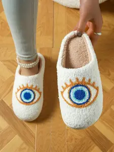 Women's Halloween Themed Cute Pumpkin Plush Slippers, Casual Soft Comfortable Home Slippers for Fall & Winter, Fluffy Fall & Winter House
