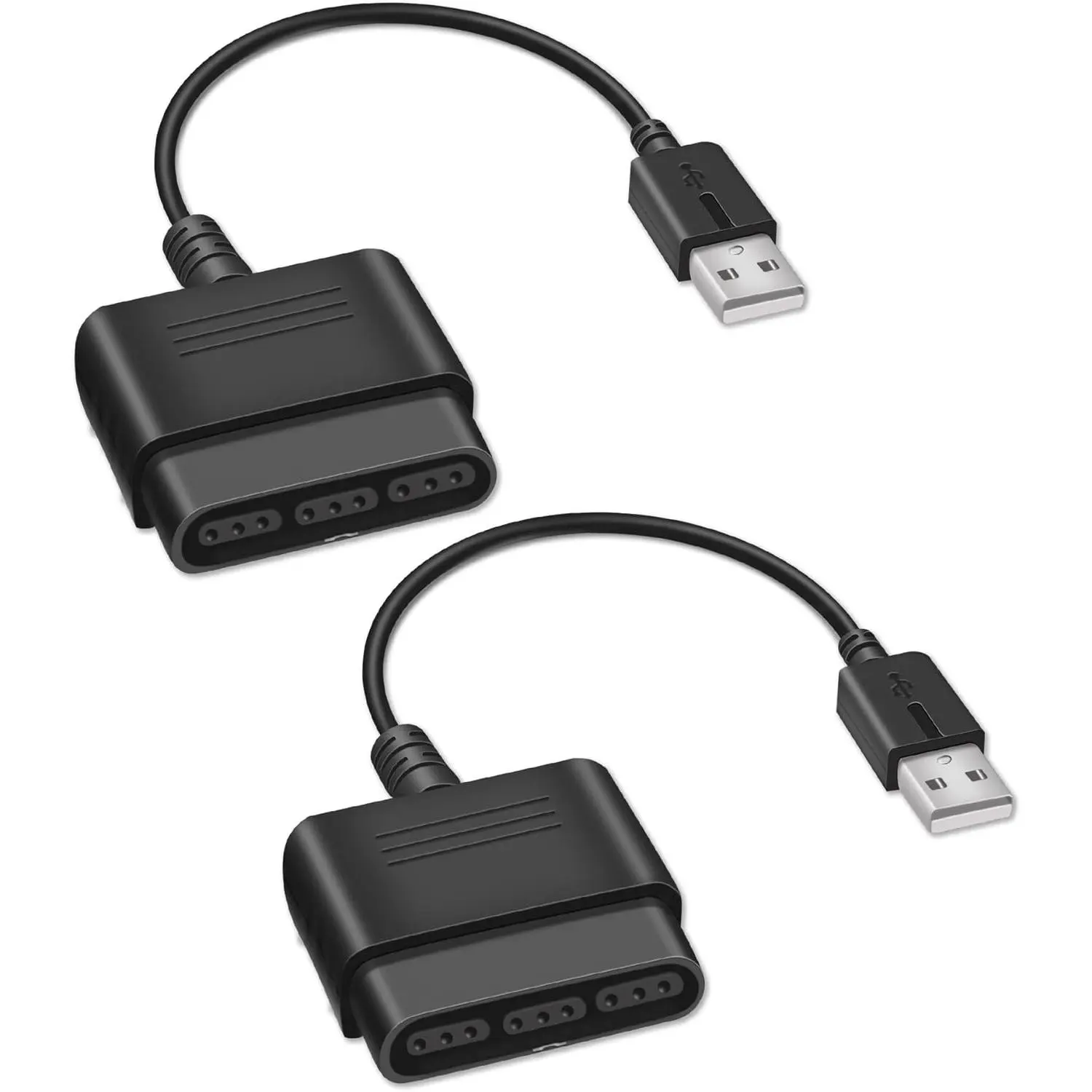 2 Pack PS2 Controller to USB Adapter Converter Cable, Compatible with Sony PS1/PS2 Controller Gamepad to PS3/PC Controller