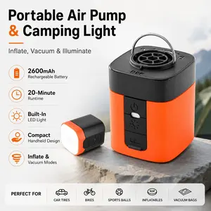Multi-Functional Electric Mini Suction Pump, Wireless Outdoor Camping Light, Portable Inflator for Hiking & Picnics, Compact Design