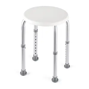 Medical Shower Stool with 300lb Capacity - Adjustable Height Lightweight Aluminum Bath Seat for Seniors, Elderly & Disabled - Non-Slip Safety Bathtub Chair for Inside Shower - Compact & Portable