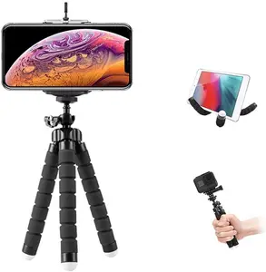 [Sponge Octopus Tripod Live Stand] + [Cell Phone Holder] + [Portable Photo Tripod]