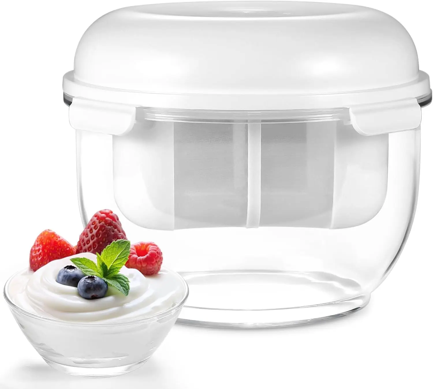 Greek Yogurt Strainer, Greek Yogurt Maker with Ultra-Fine Mesh Basket, 2026 Upgraded BPA-Free Strainer for Homemade Thick Greek Yogurt, Extra Large Capacity Container White(XL)