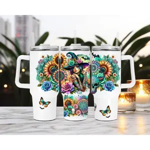 40 oz CUSTOMIZED Stainless Steel Tumbler for Hot and Cold Drinks with Topper - Drinkware, Flasks