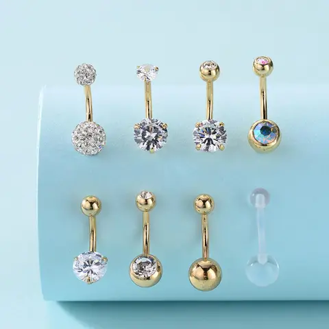 Women's Elegant Minimalist Belly Rings, Trendy Exquisite Belly Piercing Jewelry, Belly Button Jewelry, Chic Body Jewelry for Party Decor for Birthday Gift, Cubic Zirconia, Body Jewellery