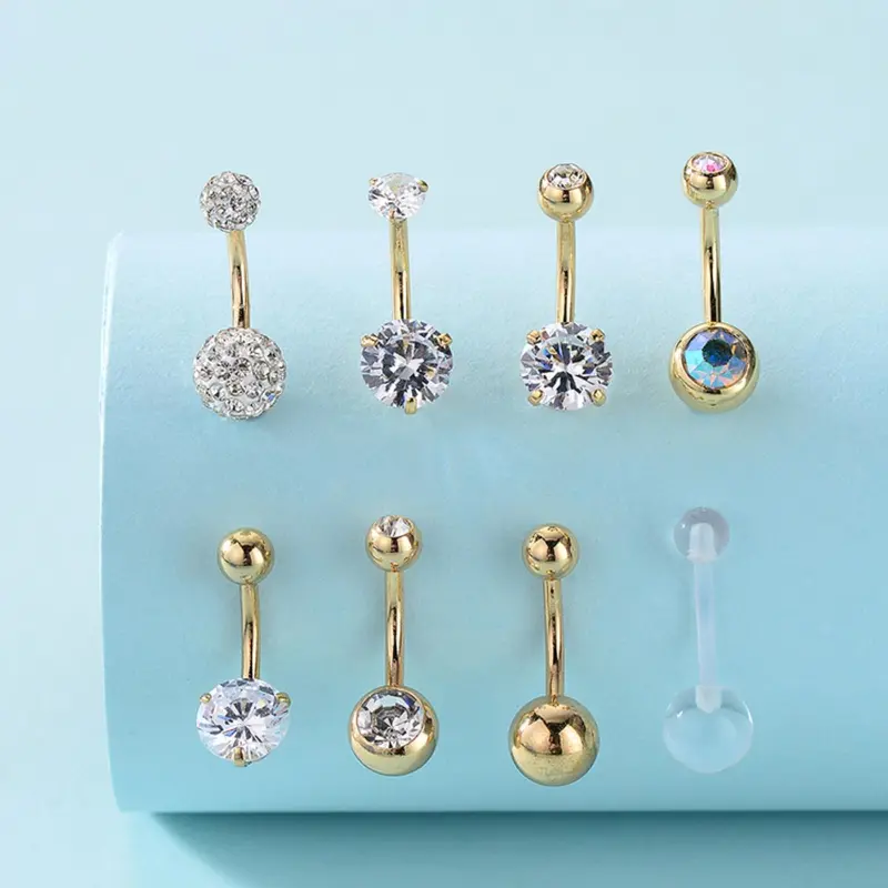 Women's Elegant Minimalist Belly Rings, Trendy Exquisite Belly Piercing Jewelry, Belly Button Jewelry, Chic Body Jewelry for Party Decor for Birthday Gift, Cubic Zirconia, Body Jewellery
