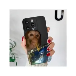 Cute Monkey & Drink Pattern Phone Case, Anti-Drop Phone Protector Cover, Anti-Drop Phone Cases Compatible With IPhone 11 Pro 15 14 13 12 Pro Max
