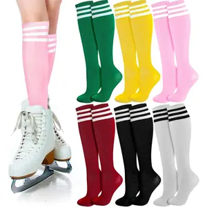 Unittype 6 Pairs Colorful Knee High Socks for Women, Striped Athletic Tube Socks, Funny Gifts for Carnival Fiesta, Mexican Party, Pride Month, Cheerleading, Soccer & Roller Skating, Birthday, Holidays