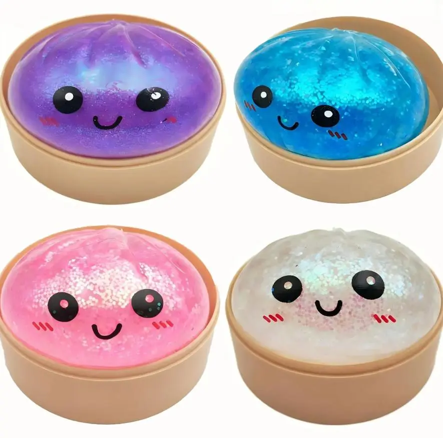 【 Christmas Gift】Rui Rui Dumpling Squishy Fidget Toy - Soft TPR Mini Squishy with Mini Steamer Basket, Lovely Facial Patterns, Unisex Sensory Item, Girly Kids' Stress Relief Decoration & Holiday Gift