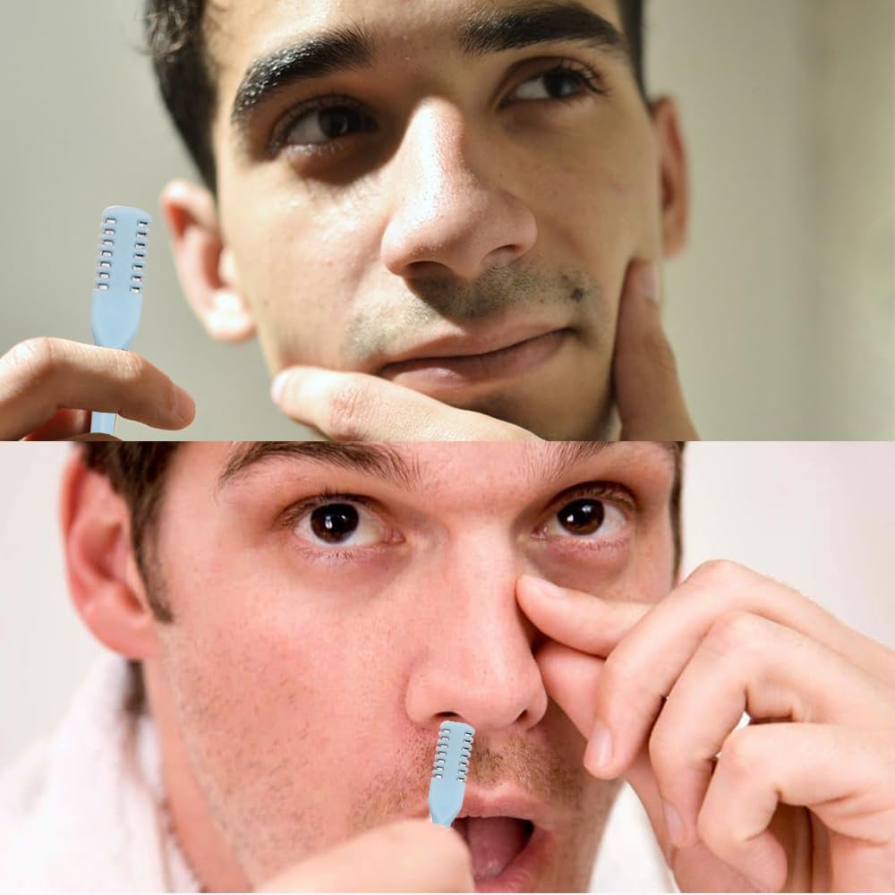 36/24 Pcs 2-in-1 Nasal Hair Cutter, Upgraded Double-Sided Nose Hair Trimmer with Safe Rounded Tip, 360° Painless Nostril Hair Remover Tool with Soft Cleaning Brush for Men & Women