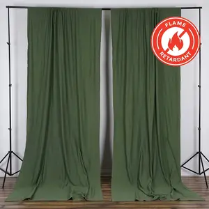 2 Pack 5ftx10ft Olive Green Scuba Polyester Backdrop Drape Curtains, Durable Flame Resistant Event Divider Panels Wrinkle Free With Rod Pockets