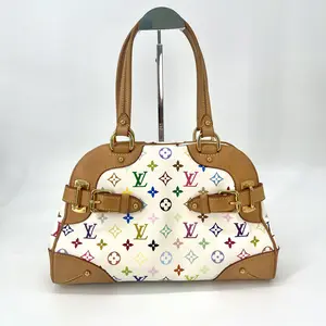 Pre-owned Louis Vuitton Monogram Multicolore Shoulder Bags LV Claudia Medium White Multicolore Bowling Bag
