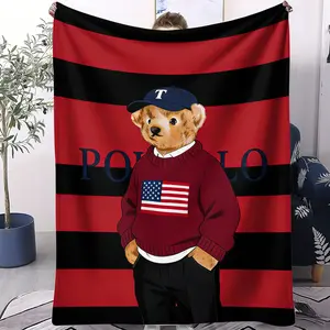 Bear printed pattern blanket, suitable for all seasons, suitable for beds, sofas, cars, room decorations, and gifts, suitable for children or adults