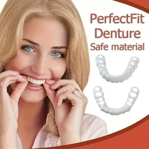 2 Pieces Unisex Dental Veneers - Comfortable and Fit - White Upper and Lower Denture Veneers - Create a Confident Smile - Suitable for Daily Use Oral Whitening