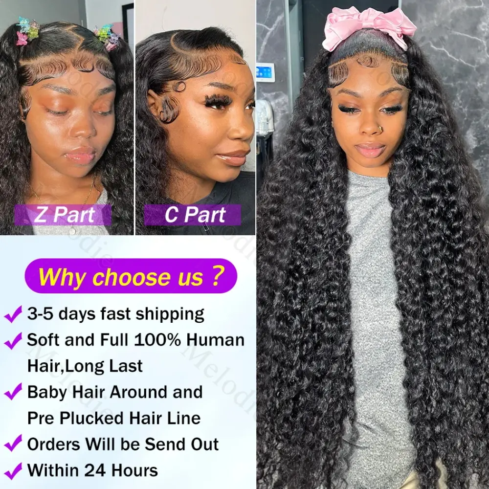 30 Inch 13x6 HD Lace Front Wig Human Hair 200 Density Deep Part Curly Amazon.com : Simeider 30 Inch Deep Wave Lace Front Wigs  main image 4