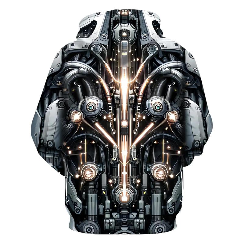 Men's Full-Body Cyberpunk Mecha Jacket - Heavy-Duty Robot Suit Costume with Hooded Design, All-Season Wear for Cosplay, Halloween & Streetwear - Futuristic Sci-Fi Outfit, Durable & Comfortable Mecha Armor Pullover |   Unisex