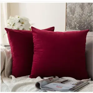 Pack of 2 Velvet Soft Solid Decorative Square Throw Pillow Covers Set Christmas Cushion Cases Pillowcases for Sofa Bedroom Couch Car18x18 Inch 45x45 Cm