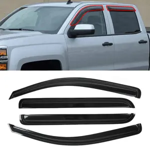 4PCS Window Rain Guard Visors Vent Shade Deflectors for Crew Cab - Durable All-Weather Car Exterior Accessories