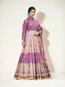 Dola Silk Printed Traditional Designer Gown - Ethnic Wear for Women - 311