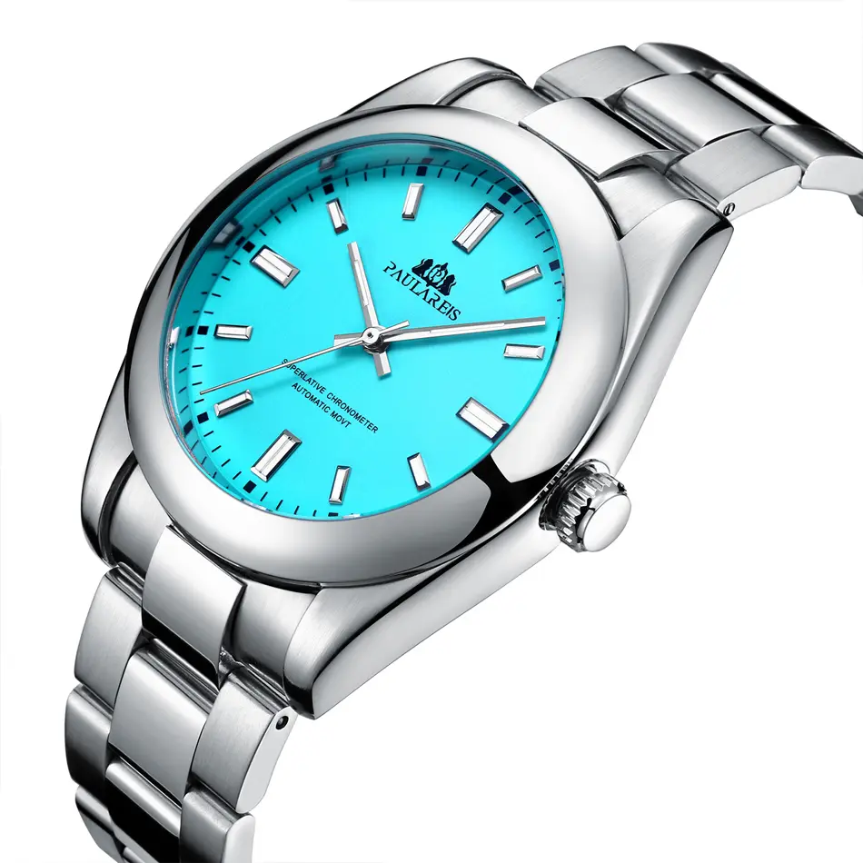 Automatic Watch for Men Mechanical Self Wind Stainless Steel Luxury Red Yellow Blue Green Rainbow 41mm Wristwatches