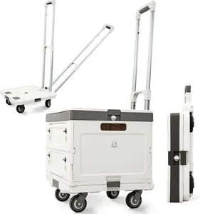 Wellmax Rolling Crate with Wheels, Foldable Utility Cart with Adjustable Handle, Silent Rolling Design, 132 lbs Load Capacity — Great for Teachers, Office, Groceries & Everyday Use