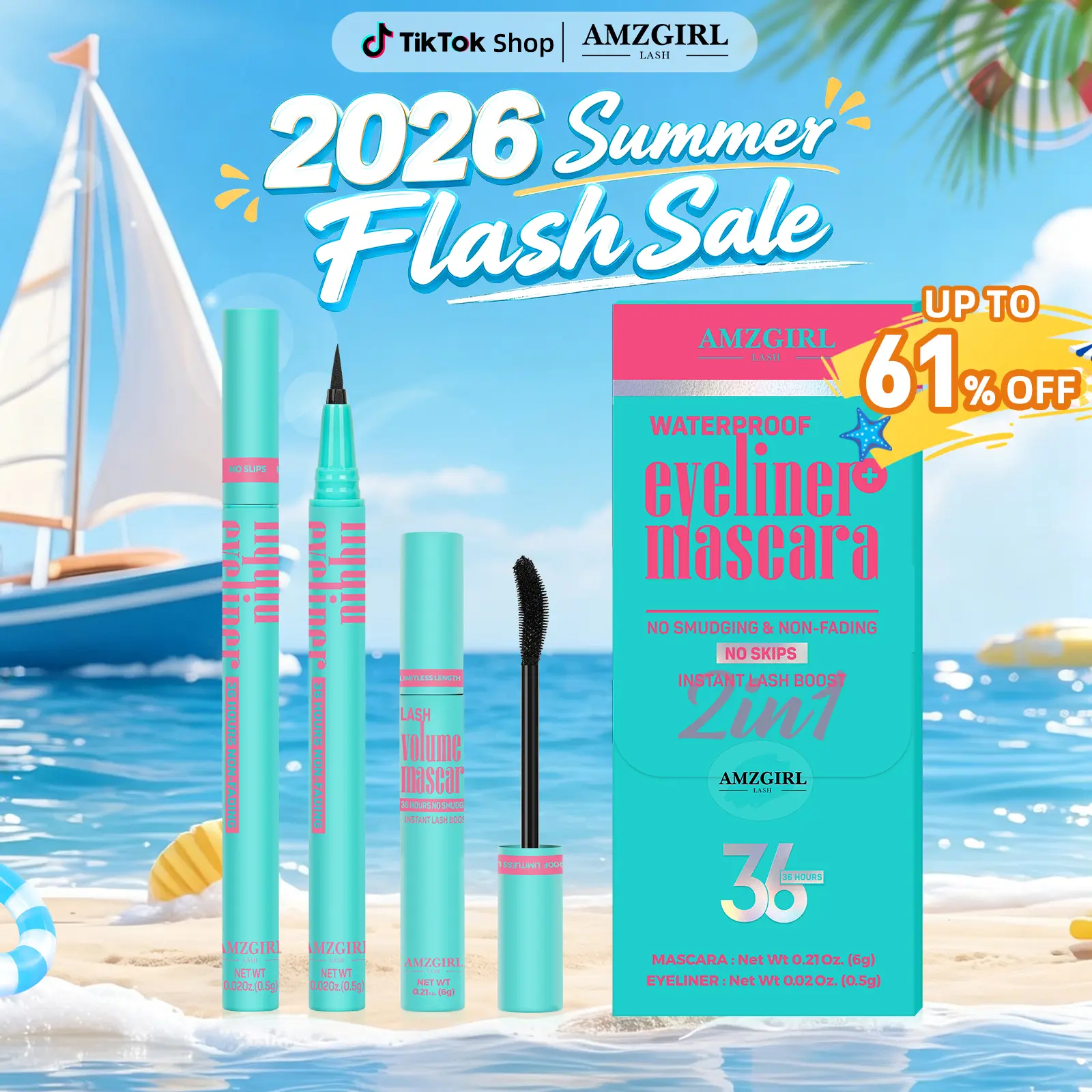 Amzgirl Makeup Fanning Voluming Mascara Waterproof 36Hours No Smudging (6g)+Eyeliner Long Lasting Waterproof Eye Makeup Cosmetic Eyebrow Pencils mascara volume and length mascara mascaras