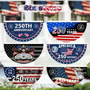 250th Anniversary USA Flag, 1.5X3 FT 1776-2026 Fan Flags, 2 Ply Year American Anniversary Flag for Wall, Front Door, Porch, Fence, Outdoor Decorations