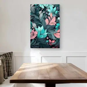 MWW C1MP2030U16E8U 20 x 30 in. Neon Leaves - Turquoise Metal Print Wall Art for Home Decor