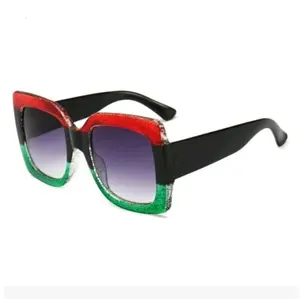 Wide Frame Red Black and Green Sunglasses Wide Frame Red Black and Green Sunglasses