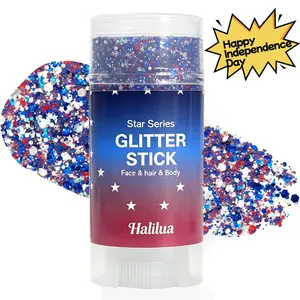 Festive Body Glitter Stick, 4th of July Shimmer Sparkle Wand, Dual-Use Face Hair Shiny Decor, Mood-Boosting Glam Accessory, Patriotic Party Favor for Women Teens, Ideal Holiday & Festival Gift