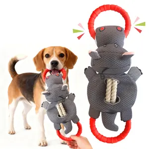 Tug-of-War Dog Toy, Durable Plush Chew Toy with Double EVA Pull Rings for Interactive Play, Chewing & Training for Small Medium Large Dogs