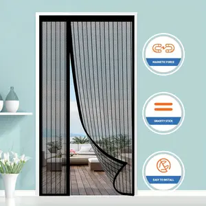 Upgraded magnetic screen door, thickened Reinforced mesh, reversible left and right, retractable magnetic door curtain, single front door curtain.