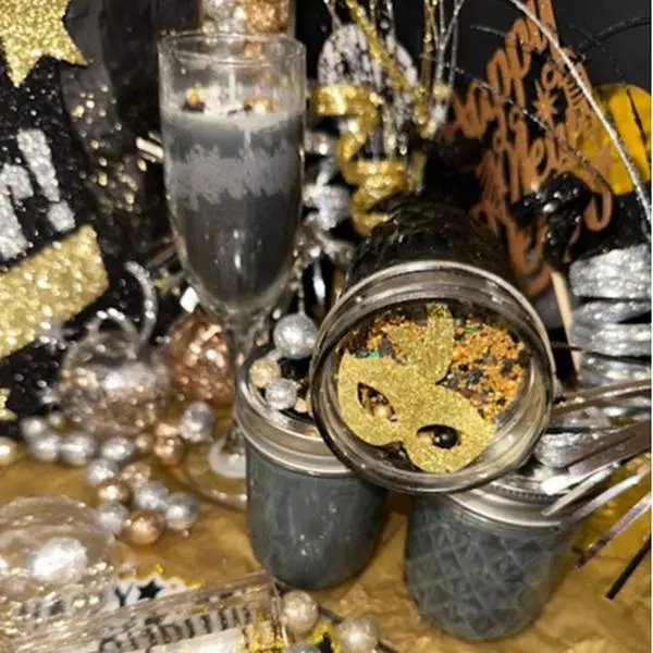 new years toast champagne candle