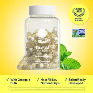 Ritual Multivitamin for Men 50+, Vegan, with Zinc, Vitamin A and D3 for Immune Function Support*, Omega-3 DHA, B12, K2, Gluten Free, Non-GMO, Mint Essenced, 30 Day Supply