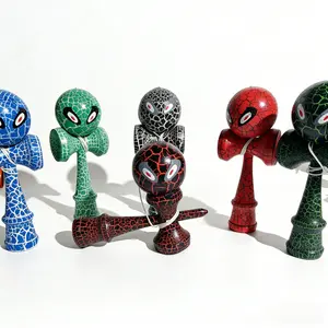 1 All-in-One Training SetCrack Pattern Big-Eye Kendama   Unisex Wooden Balancer for Outdoor Leisure Skill Development   Random Style Included