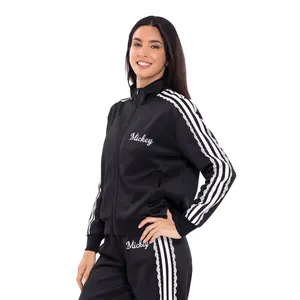 Disney Mickey Mouse Women's Graphic Zip Front Track Jacket Black