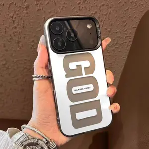 Minimalist style God English religious fashion TPU laser engraved phone case suitable for iPhone 17/16/15/14/13/12/11  with anti drop protection