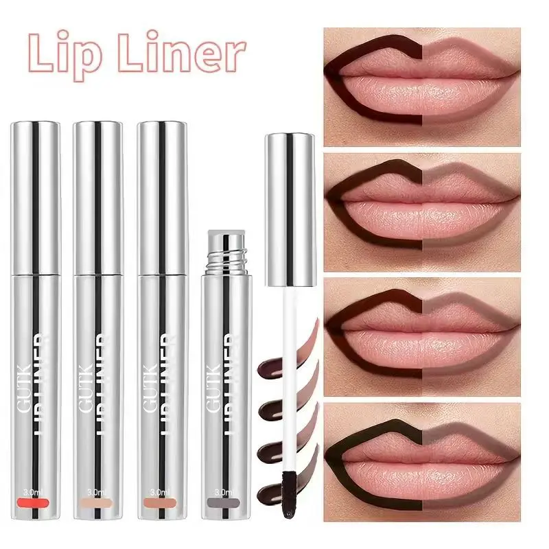 4pcs/1pcs Liquid Lip Liner, Matte Finish, Long-Lasting, Non-Sticky, Peelable Design, Ideal for Precise Application, Beauty Essential, Lip Liner Singles, Matte Lip Liners